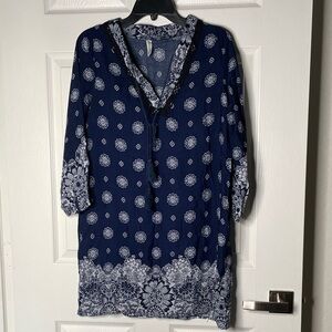 Hua Lan Floral Tie Front Long Sleeve Mini Dress